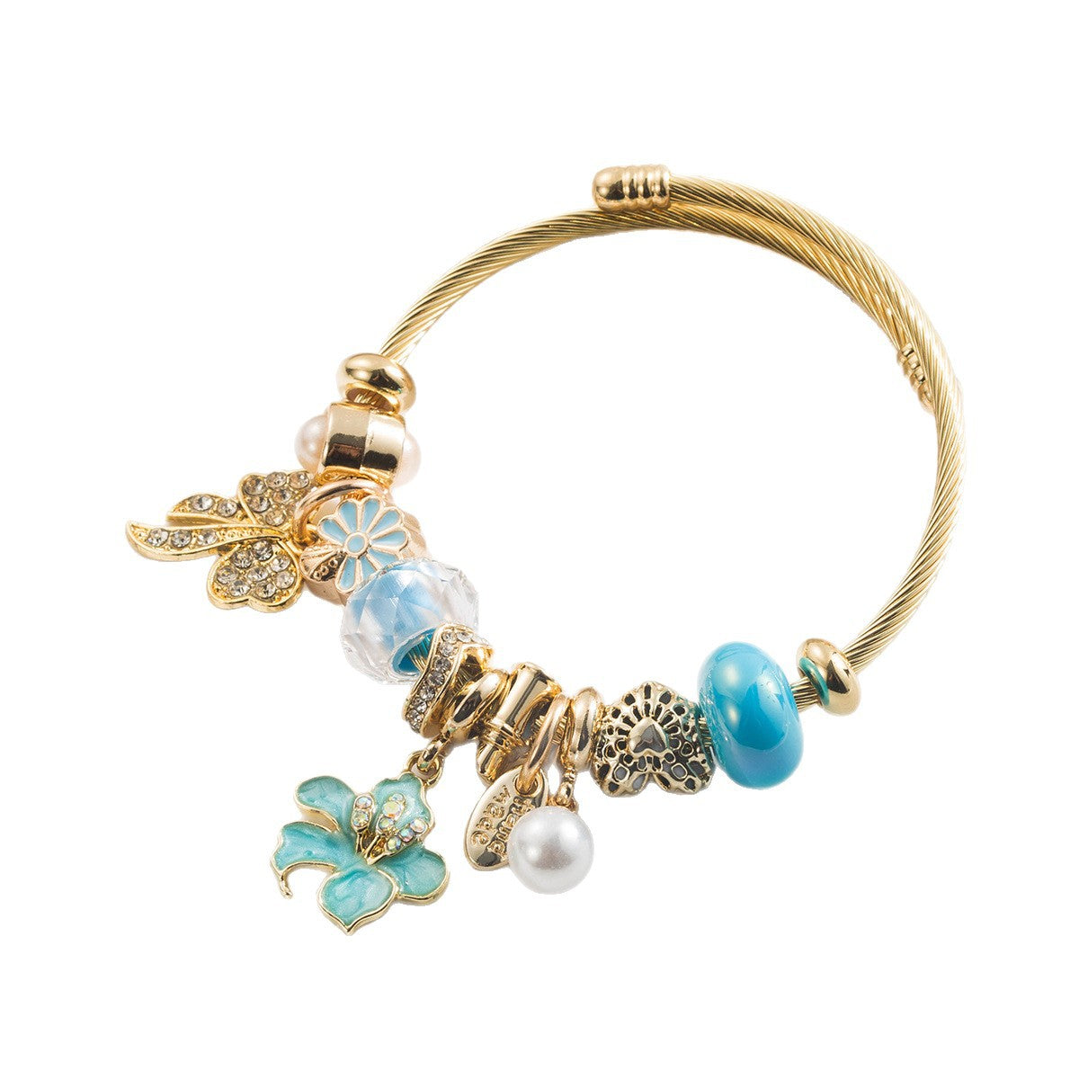 Wholesale Flower Butterfly Bow Alloy DIY Charm Bracelet Jewelry Accessory For Gift Boutique Resale