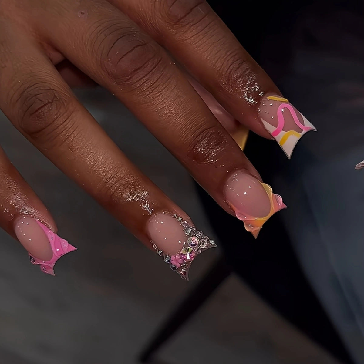 Wholesale 24 Pieces/box Stripe Smudge Diamond Nails Kits Nail Stickers