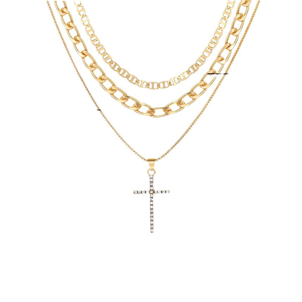 Wholesale Cross Chain Necklace Full Heart Pendant Necklace