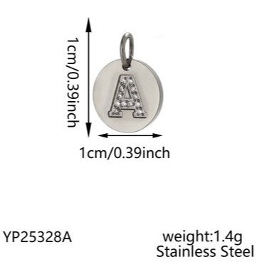 Wholesale  14K Round Brand Diamond Letter  Stainless Steel Pendant