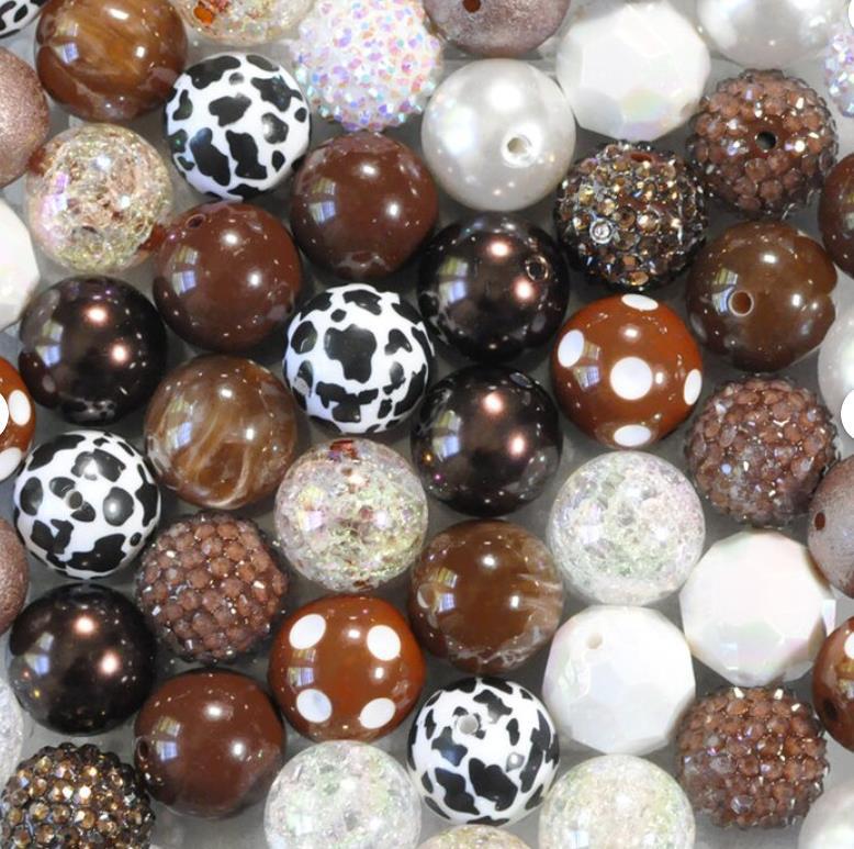 Wholesale 50pcs/ pack Brown Mixed Color 20MM Acrylic Bubblegum Beads