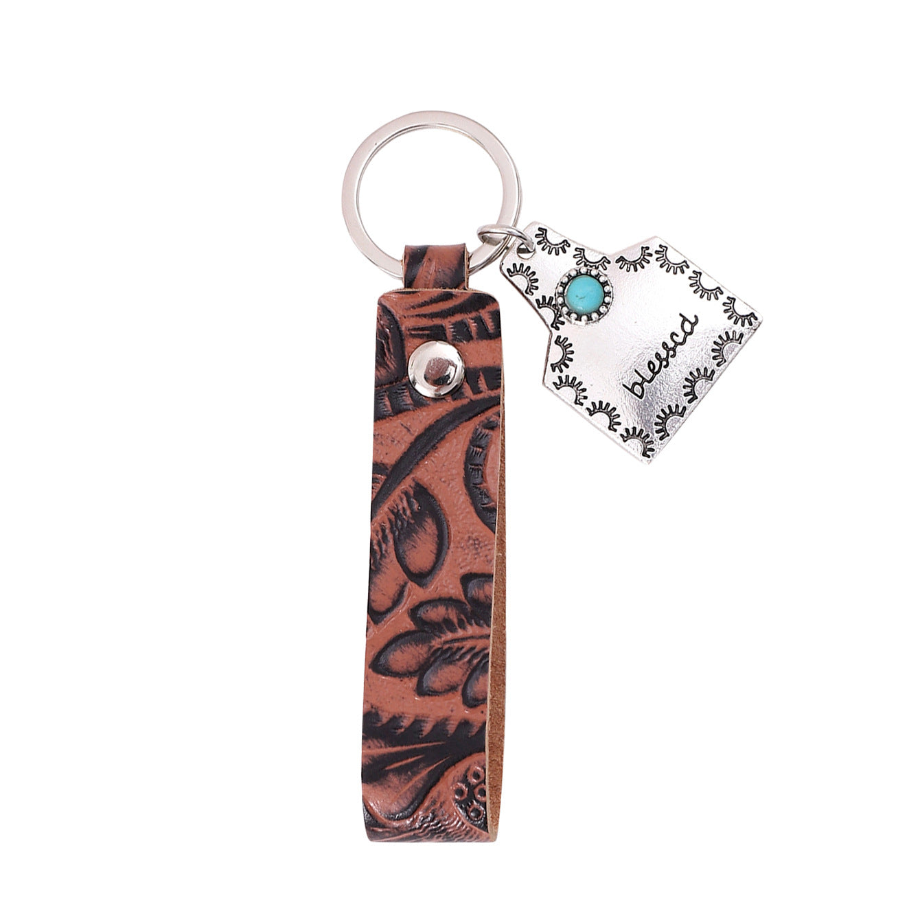 Wholesale Brown Leather Pattern Keychains ACC-KC-LuoKun002