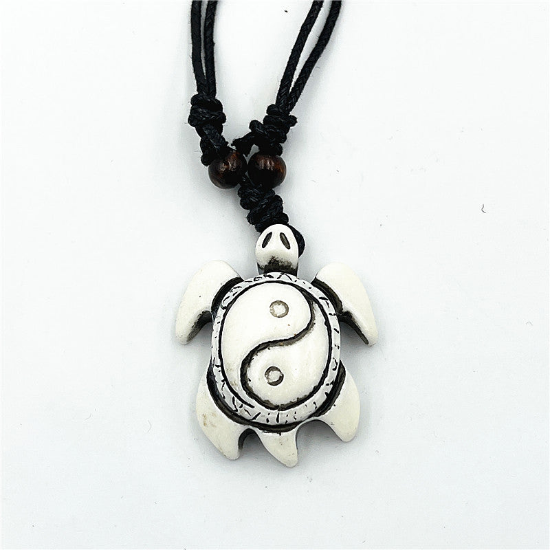 Wholesale Vintage Turtle Necklace Carved Turtle Pendant Resin Sweater Chain ACC-NE-ShuangDe001