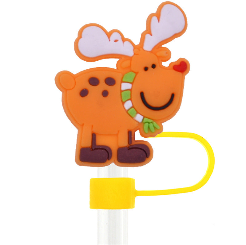 Wholesale Random 100pcs Christmas 10mm PVC Soft Straw Tube Cap ACC-SCR-RYY082