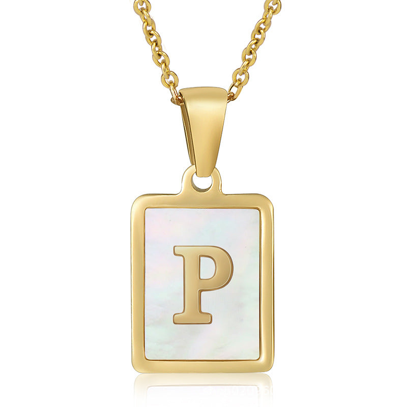 Wholesale  stainless steel three-dimensional shell letter necklace