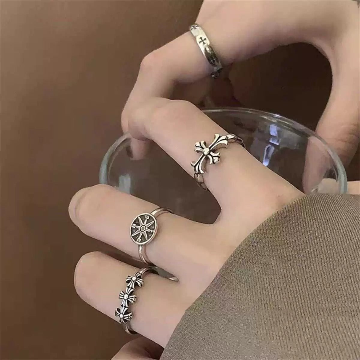 Wholesale Cross Gothic Ring Vintage Retro Relief Design Adjustable Unisex Fashion Accessory Gift