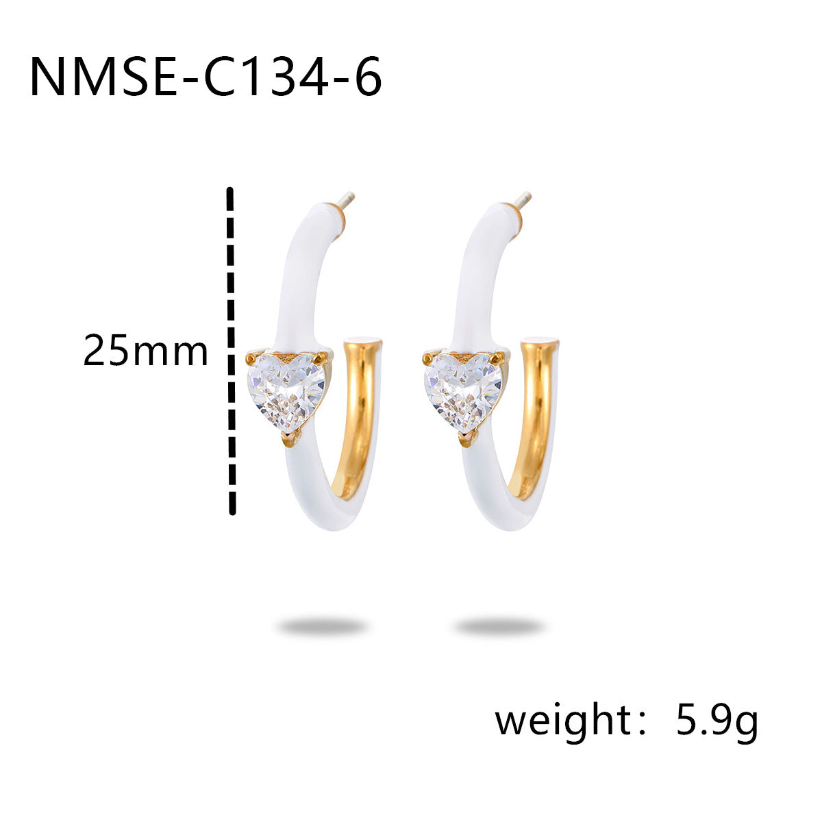 Wholesale C- shaped drop oil lovely zircon stainless steel earrings