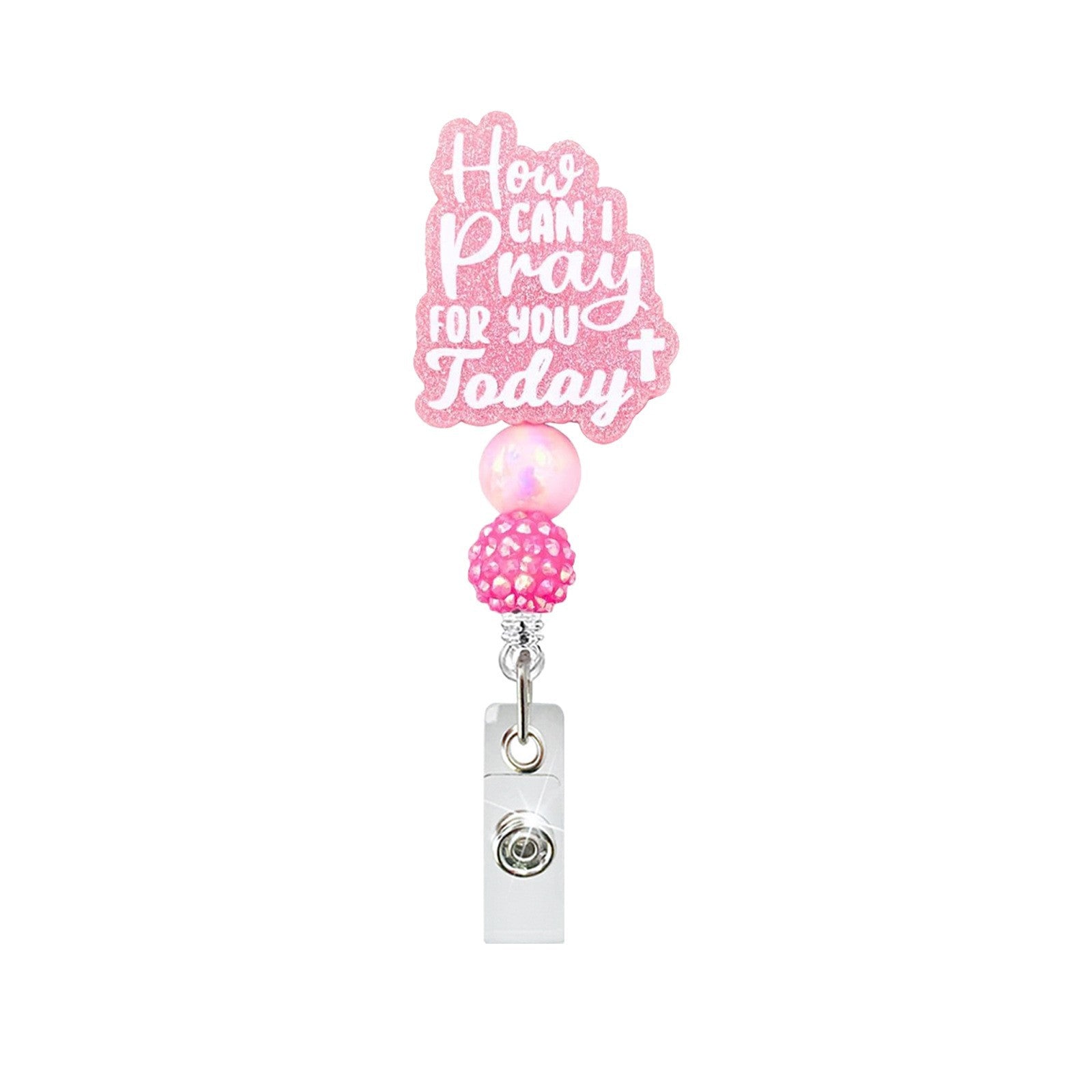 Wholesale Pink Acrylic Bowknot Retractable Badge Reel Keychain with Crocodile Clip - Trendy Car Key Accessory