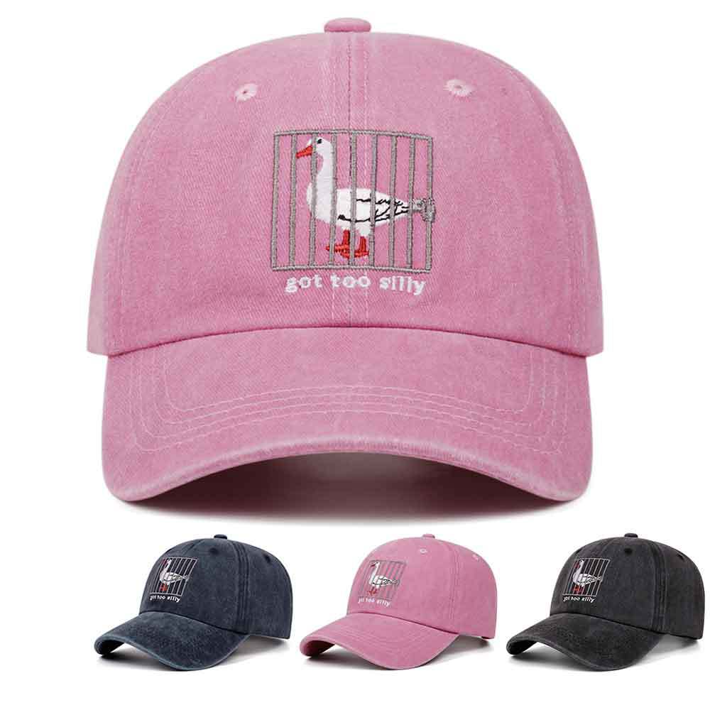 Wholesale Silly Goose Embroidered Vintage Denim Baseball Cap Adjustable Casual Soft Cap For Everyday Wear