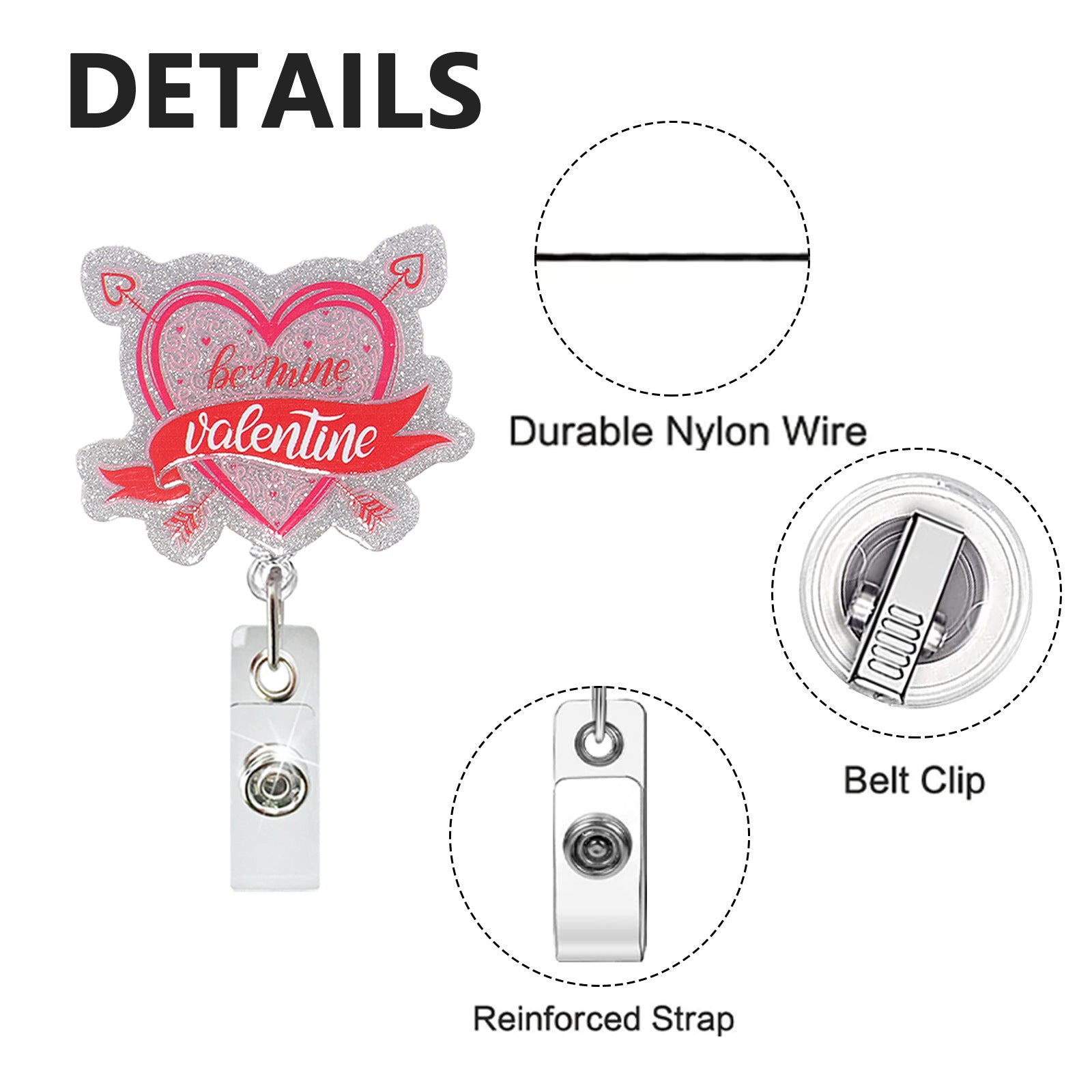 Wholesale Valentine' s Day gift letter heart-shaped acrylic Badge Reels