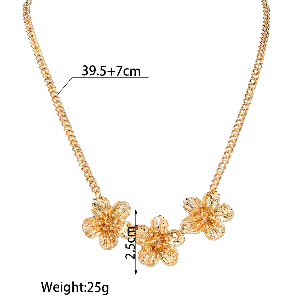 Wholesale Metal Flower Five-petal Metal Chain Adjustable Women's Necklace