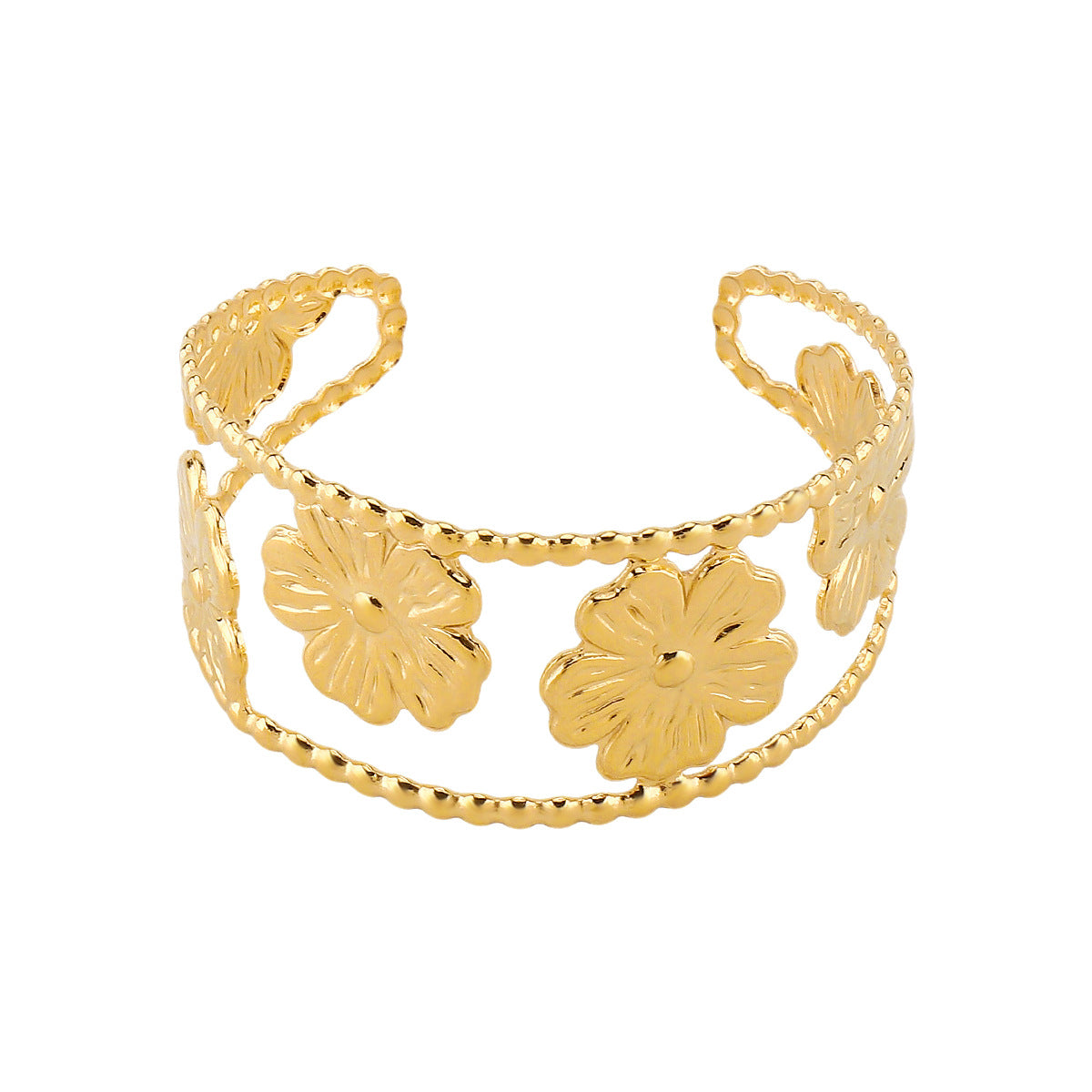 Wholesale Stainless Steel Retro Niche Design Flower Bracelet Opening Adjustable Bracelet