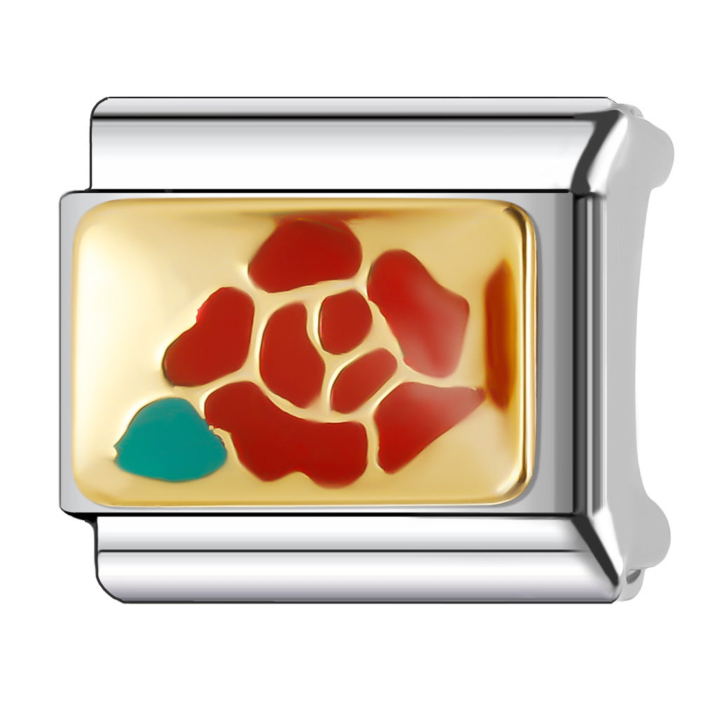 Wholesale Italian Charm Bracelet 9mm DIY Splicing Plant and Flower Series Stainless Steel Composable Bracelet