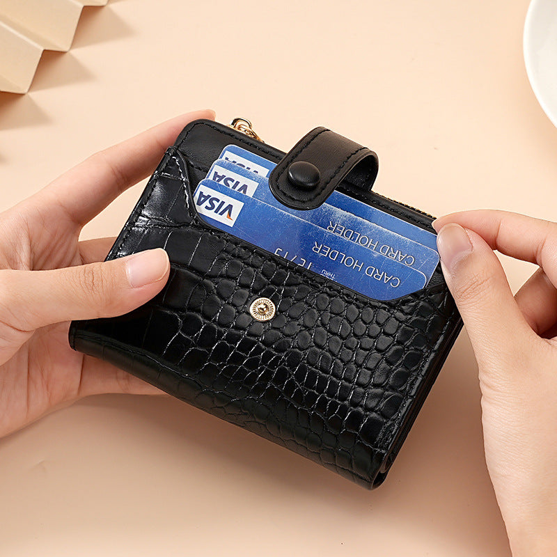 Wholesale Trendy Women' s PU Leather Crocodile Pattern Short Wallet Multi-Card Slot Everyday Fashion Accessory Gift