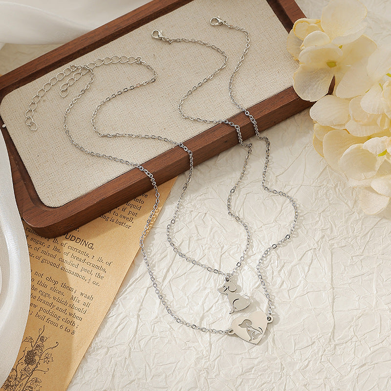 Wholesale Stainless steel necklace animal hollow clavicle chain