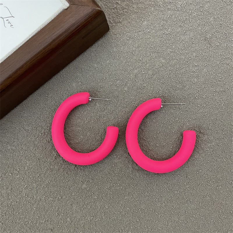 Wholesale Candy Color Geometric Square Circle C Shape Earrings