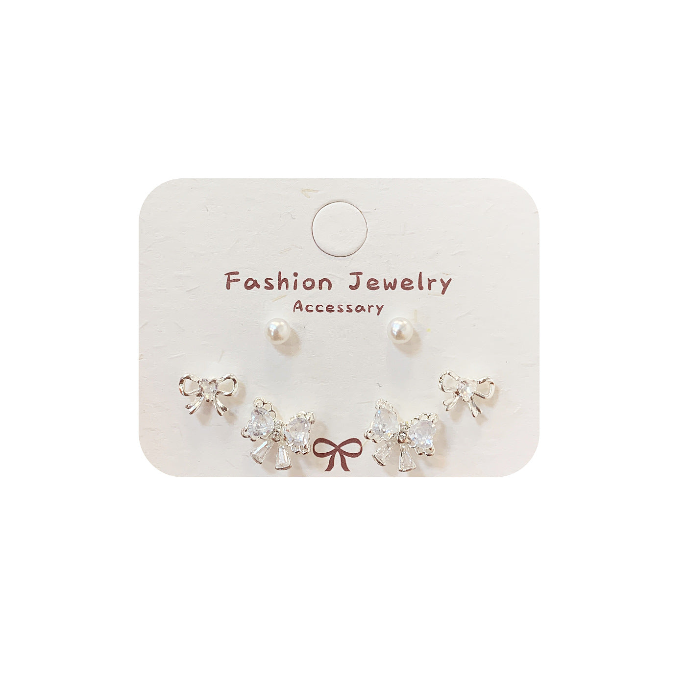 Wholesale Silver Inlaid Zircon Bow Earrings with Silver Needles  Sweet and Loving Elegant Earrings