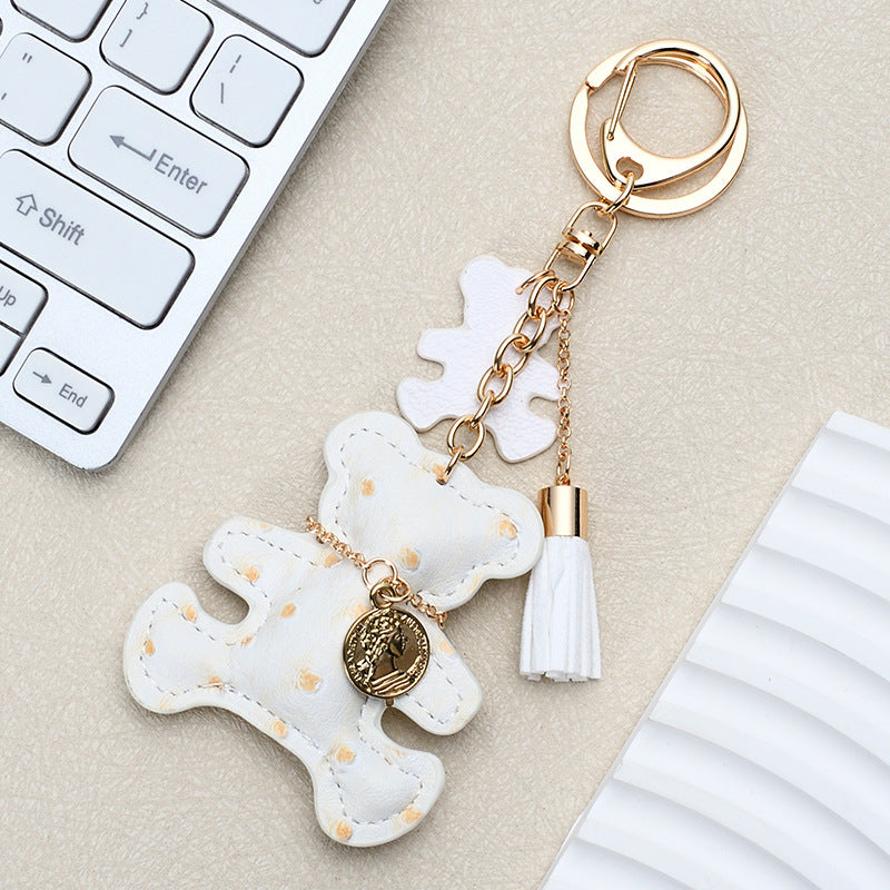 Wholesale Chic White Leather Bear Keychain - Decorative Bag Charm &  Car Key Accessory