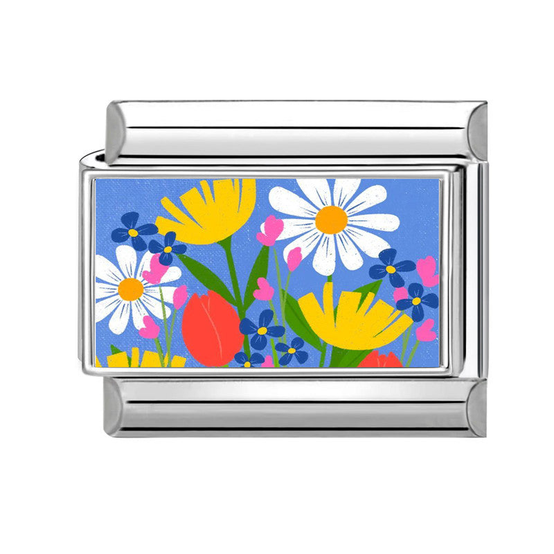 Wholesale Italian Charm Bracelet 9mm DIY Splicing Flower Stainless Steel Composable Bracelet