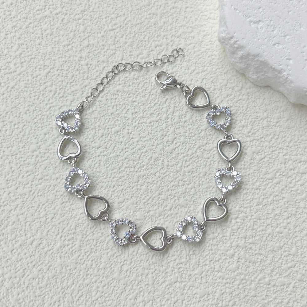 Wholesale  Plated 18K Flower Love Five-pointed Star Zircon Bracelet