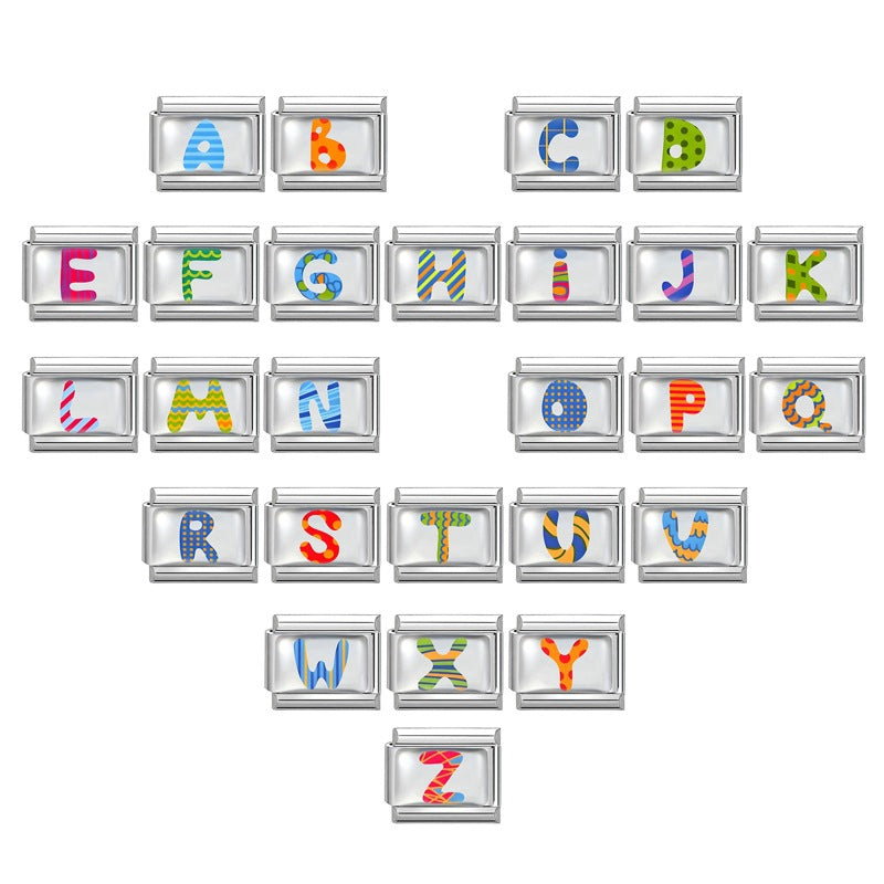 Wholesale 9mm Italian Charm Starter Bracelets DIY Letter Series Stainless Steel Composable Bracelet