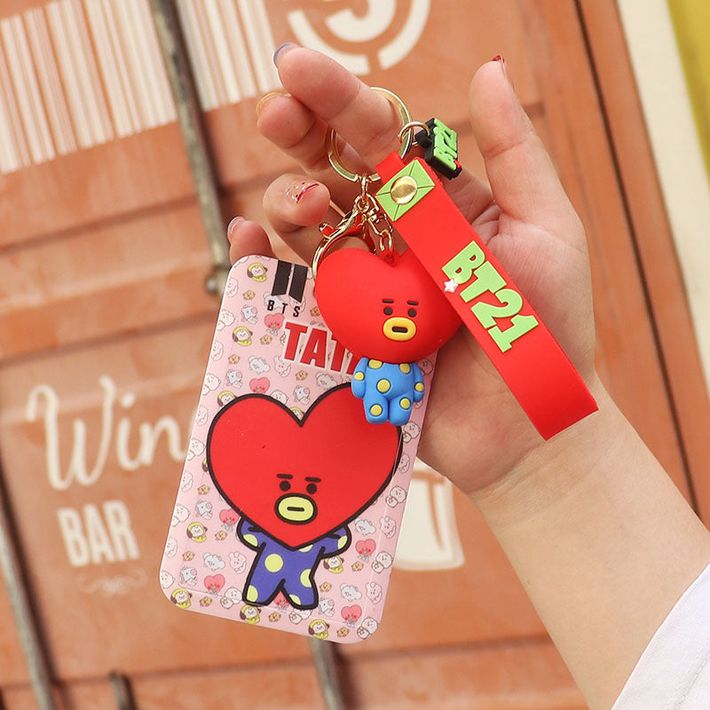 Wholesale Cartoon Silicone Card Holder ID Holder Keychain Cute Keychain ACC-KC-HuoFan006