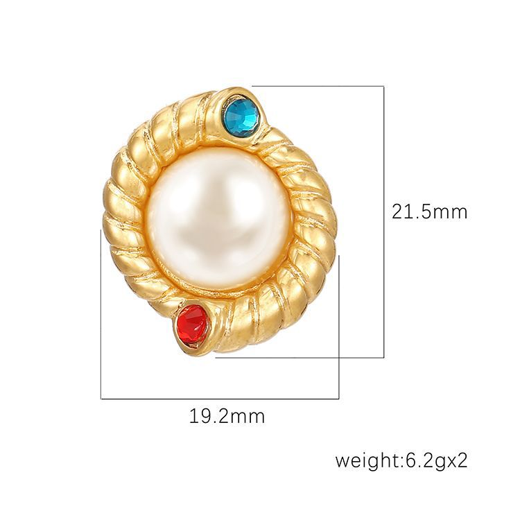 Wholesale  court style  inlaid pearl stainless steel earrings