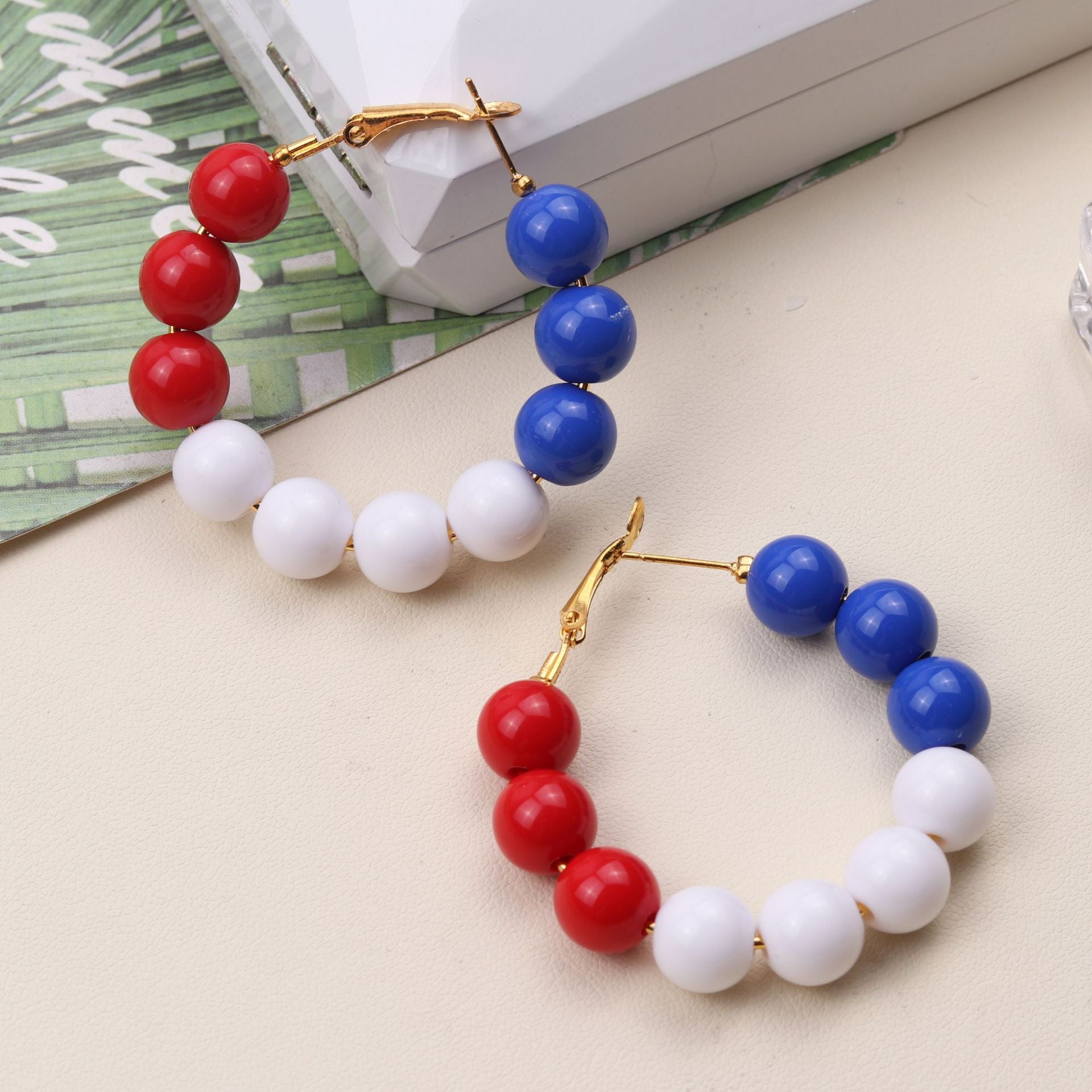 Wholesale American Independence Day Elements Red White Blue Flag Acrylic Earrings