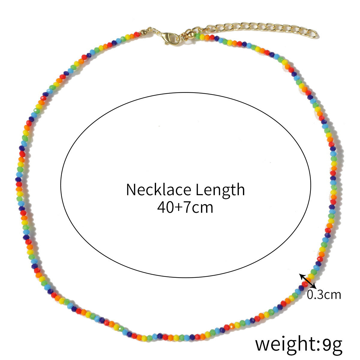 Wholesale  Non-Fading Simple Rice Bead Beaded Necklace Women' s Light Luxury Niche Design Color Crystal Necklace