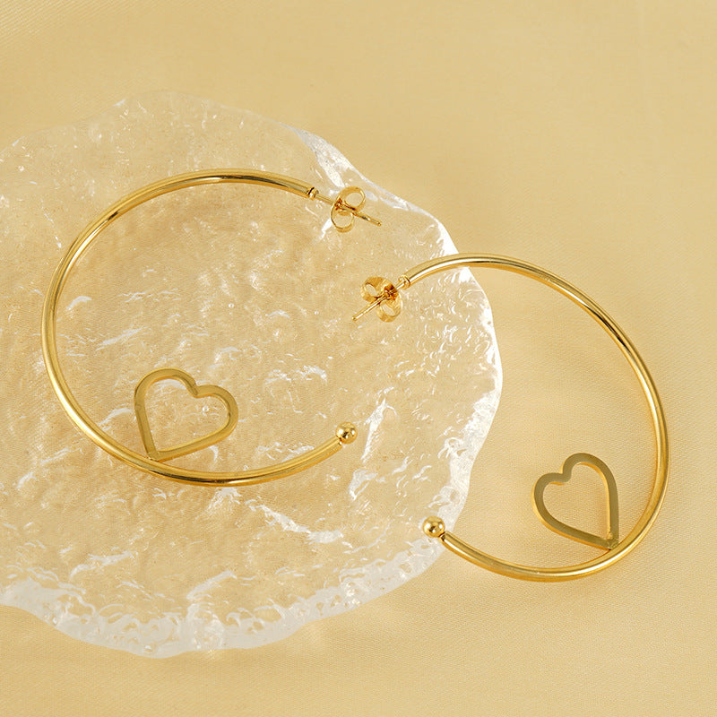 Wholesale stainless steel 18K gold exaggerated love butterfly earrings