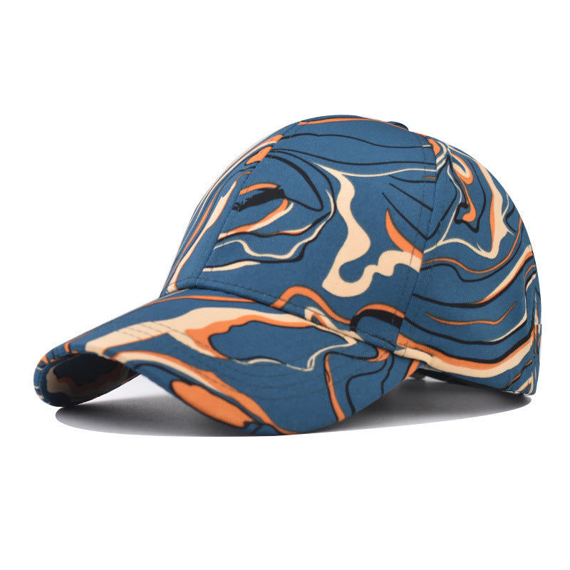 Wholesale Chic Chinese Style Tie Dye Plaid Baseball Cap Breathable Curved Brim Hat For Men And Women