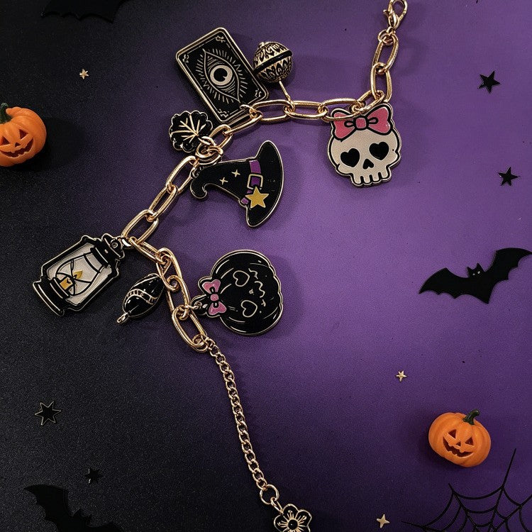 Wholesale Chic  Acrylic Bracelet with Cute Ghost and Pumpkin Pendant - Fashion Accessory for Women