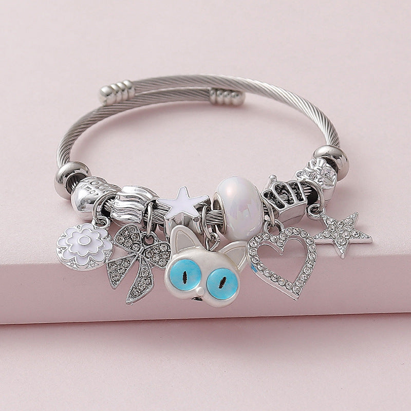 Wholesale Cute Animal Series Butterfly Elephant Bear Beaded  Opening Bracelet