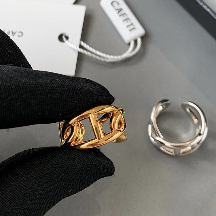 Wholesale Copper Plated 18K Gold Exaggerated Polished Geometric Open Rings ACC-RS-Miye001