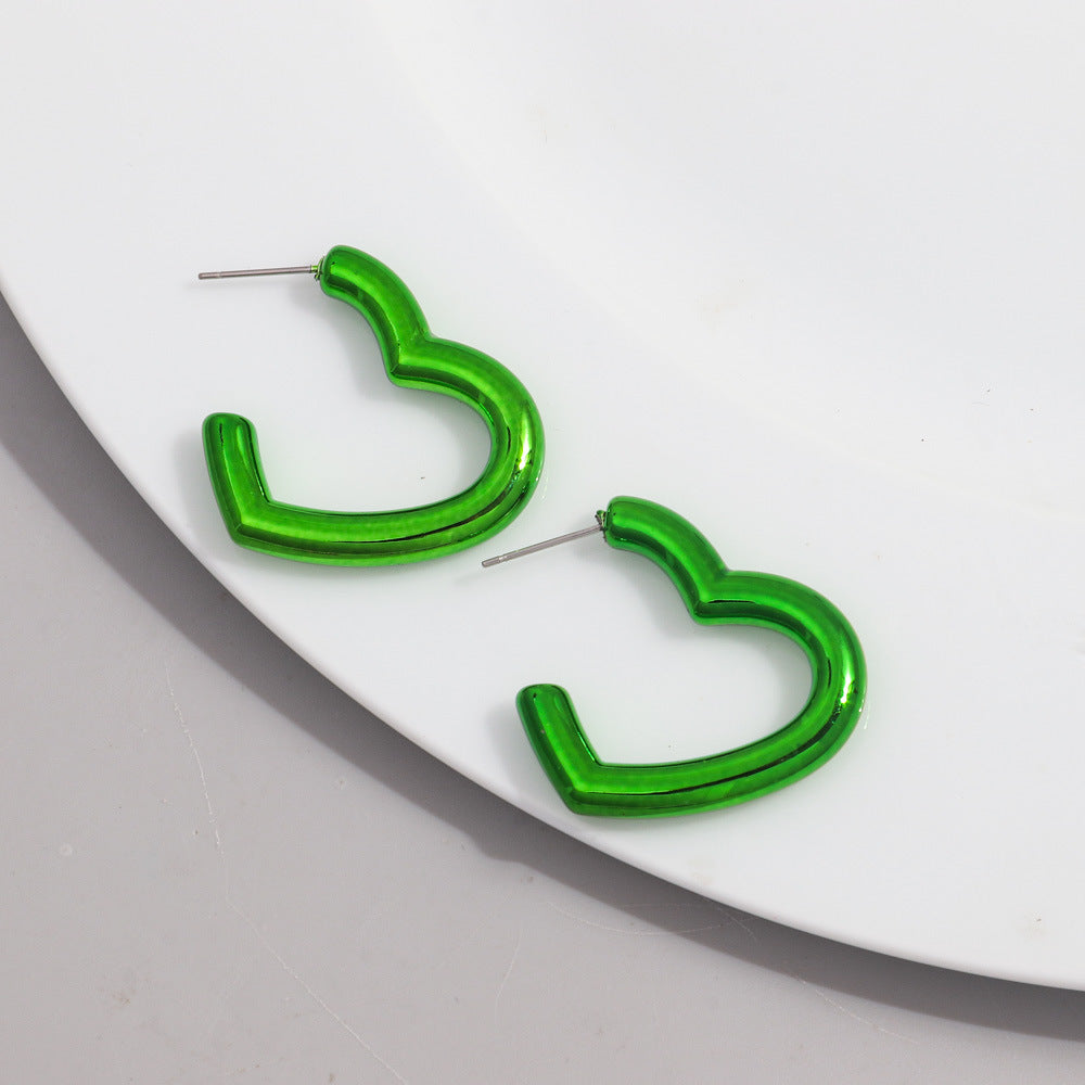 Wholesale Electroplating colorful peach heart acrylic earrings