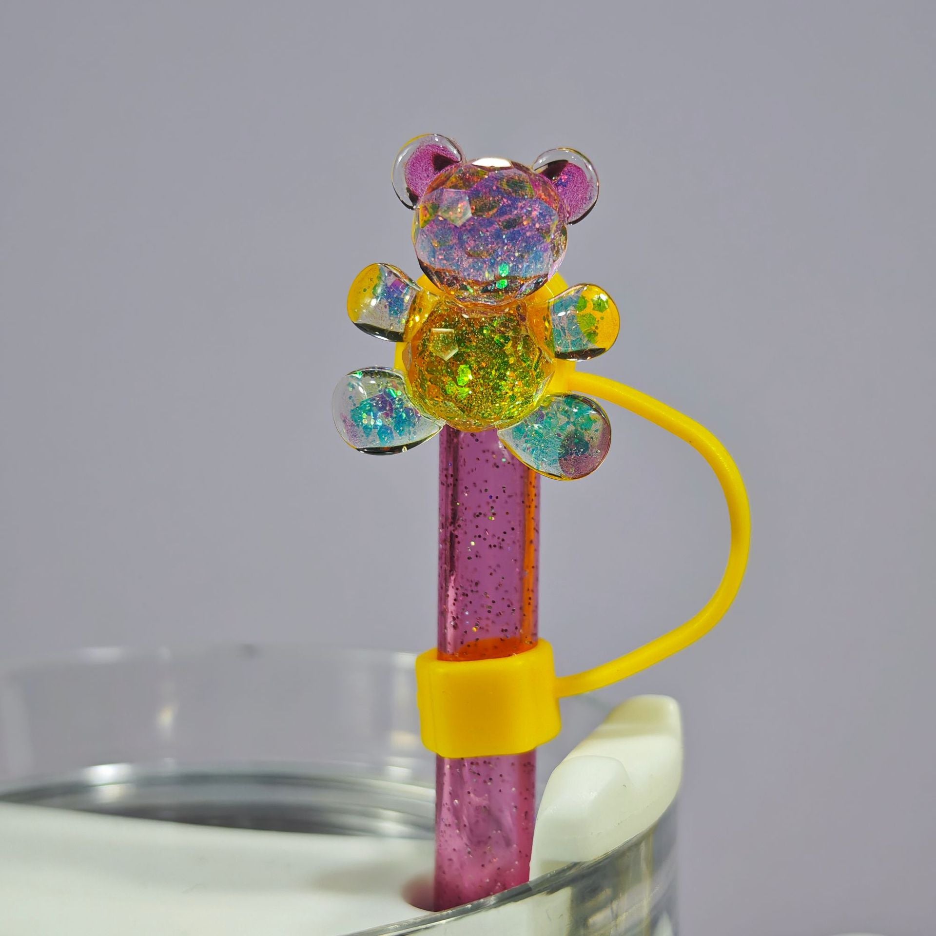 Wholesale  10mm resin bear PVC Soft Straw Tube Cap
