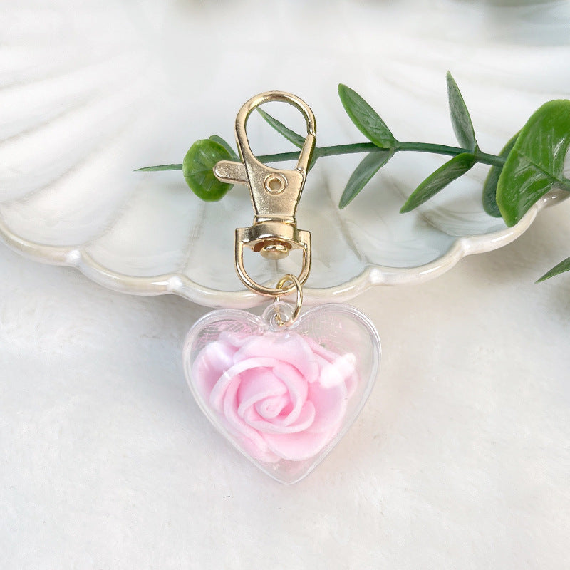 Wholesale Rose Preserved Flowers Acrylic Keychains