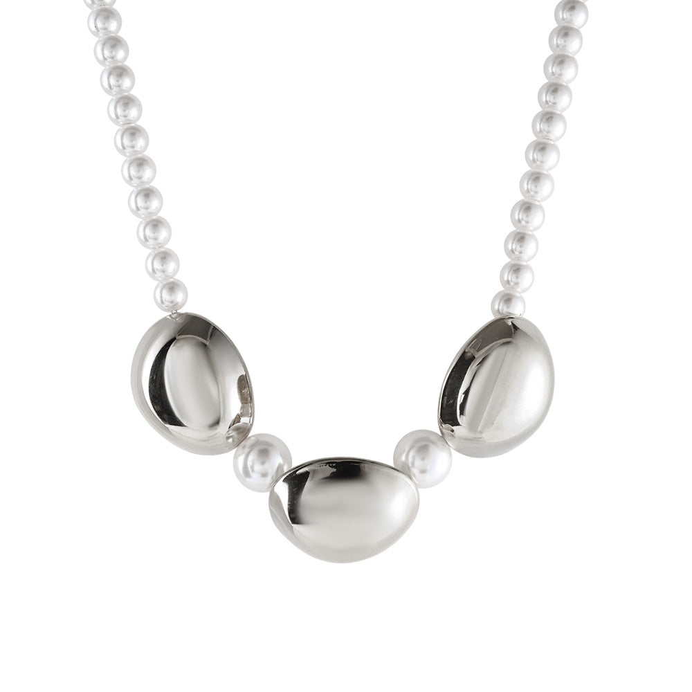 Wholesale Stainless steel man-made pearl necklace and bracelet