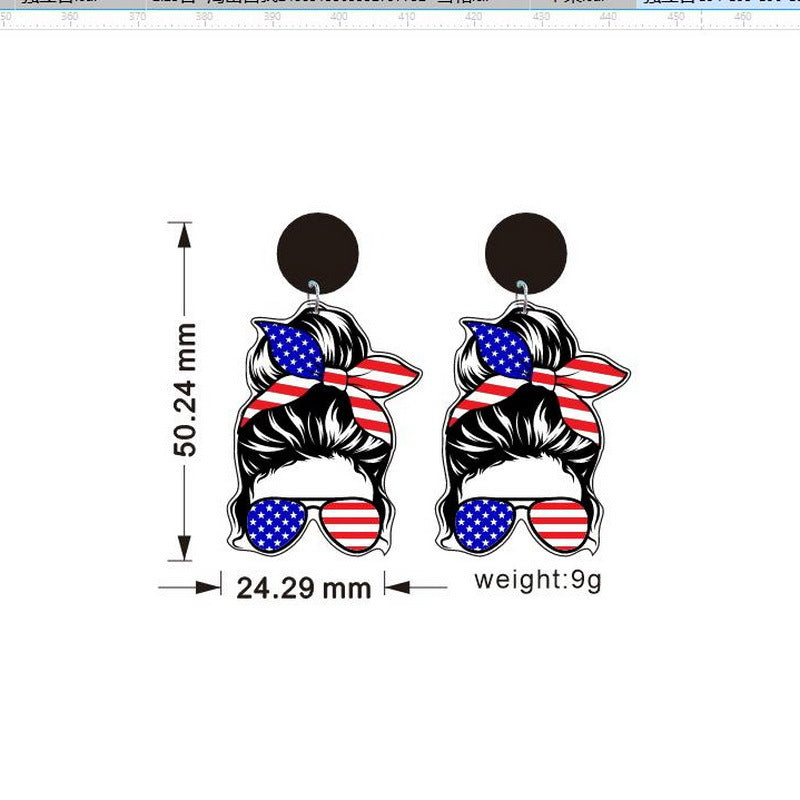 Wholesale American Independence Day Rainbow Hijab Women Acrylic Earrings ACC-ES-XP018