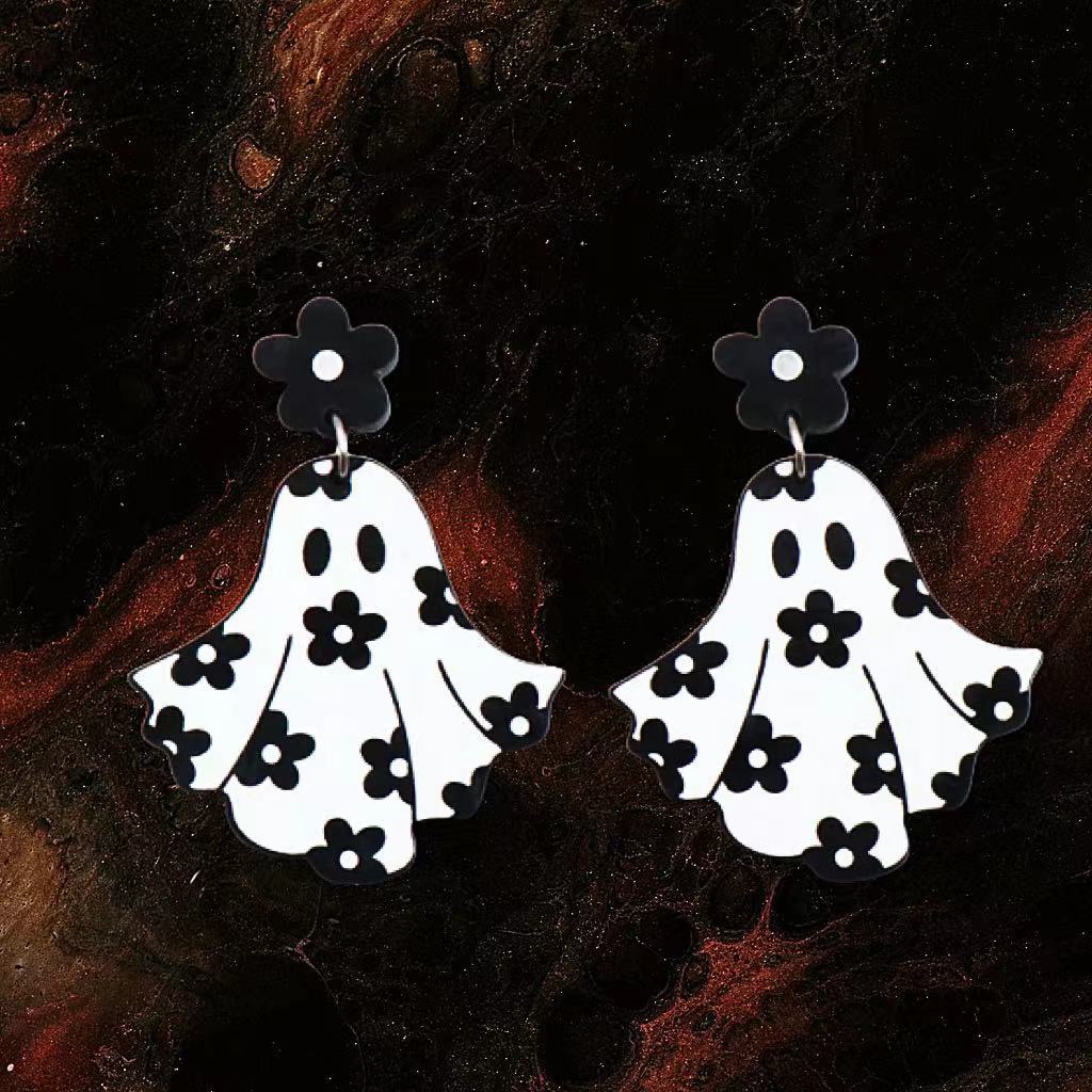 Wholesale Halloween Flower Ghost Acrylic Earrings ACC-ES-AnDao012