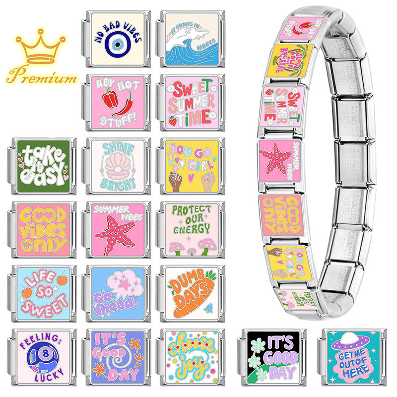 Wholesale 9mm Italian Charm Starter Bracelets DIY Lettere' mo' y Stainless Steel Composable Bracelet