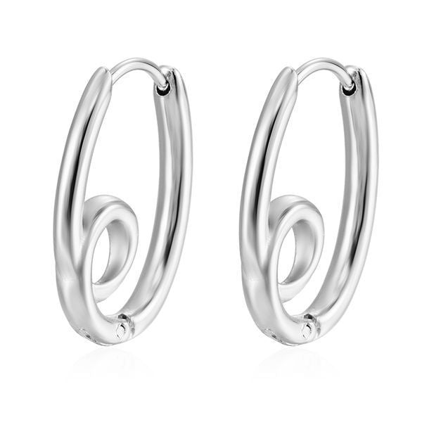 Wholesale  geometric oval stainless steel ear buckle  plated 18K gold knotted  earrings