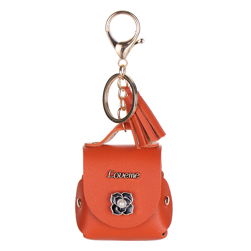 Wholesale Faux Leather Bluetooth Earphone Case Keychain Pouch Korean Style Multicolor Earbuds Bag For Everyday Gift