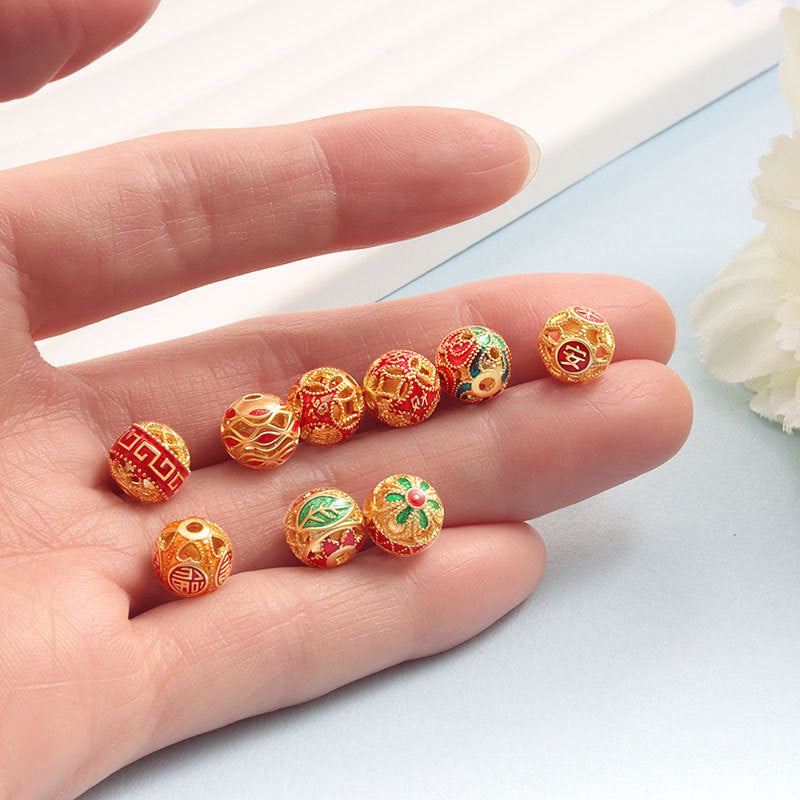 Wholesale S925 sterling silver new style ancient golden auspicious spacer beads