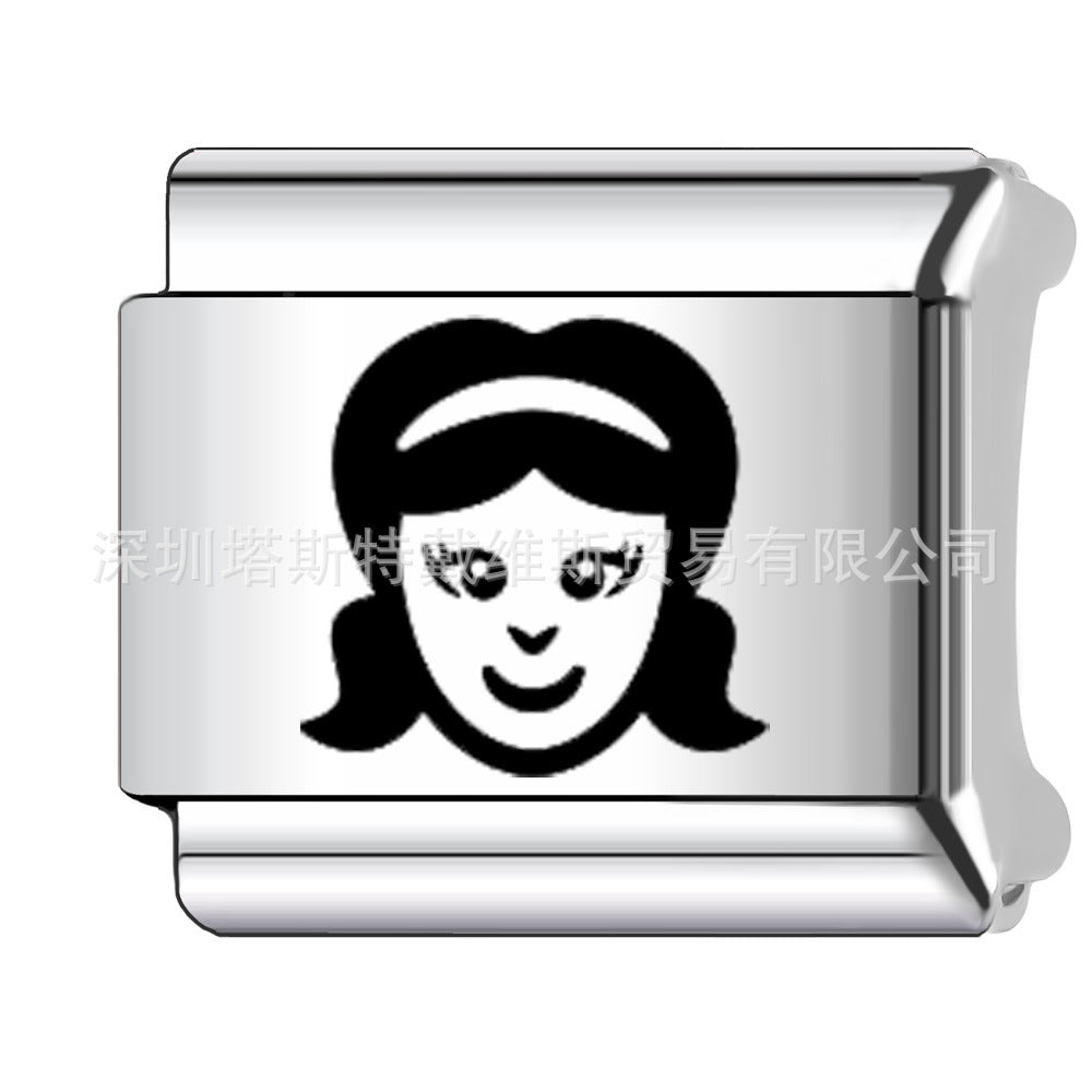 Wholesale 9mm Italian Charm Starter Bracelets DIY square Single Section Creative Stainless Steel Composable Bracelet