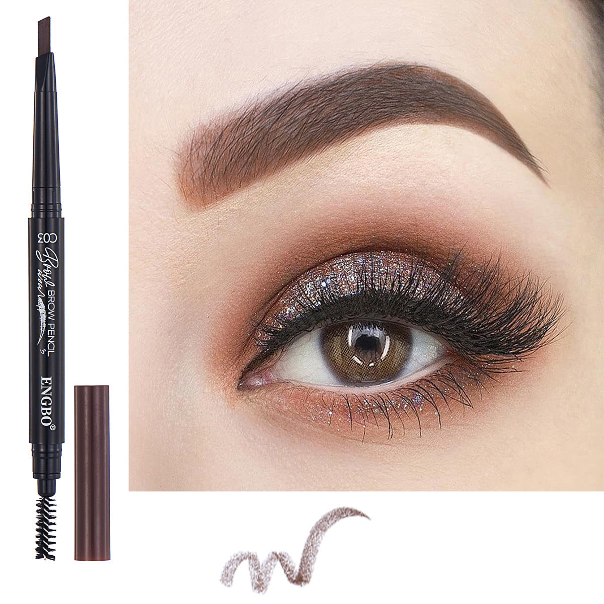 Wholesale double-headed eyebrow pencil with built-in eyebrow brush