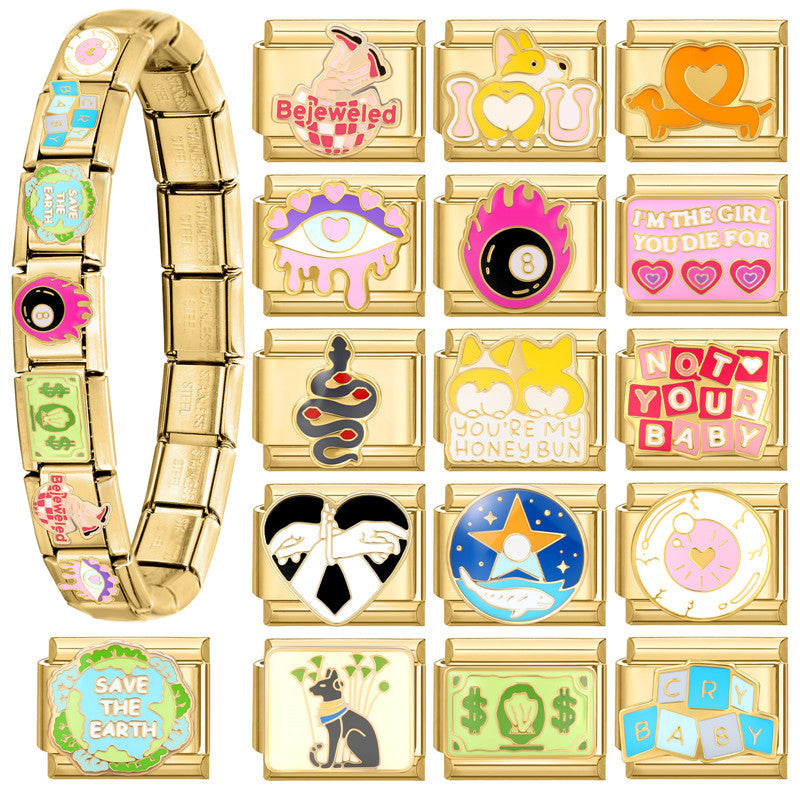 Wholesale Italian Charm Bracelet 9mm DIY Splicing Cute Creative Stainless Steel Composable Bracelet