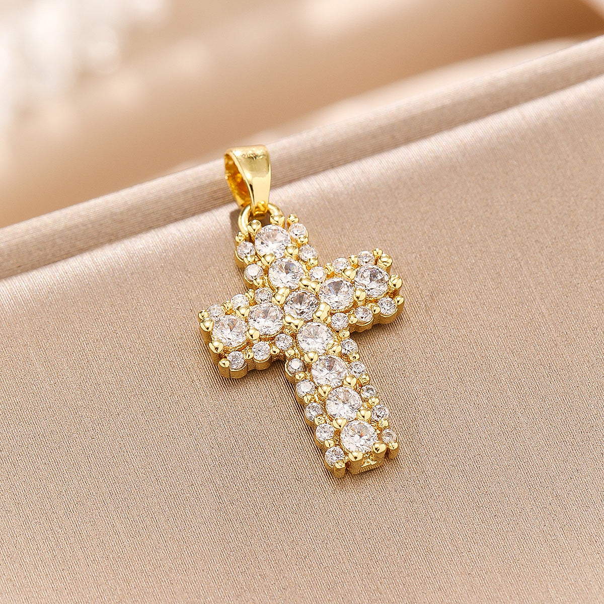 Wholesale Cross Pendant Necklace with Zircon Accent Trendy Jewelry Boutique Resale