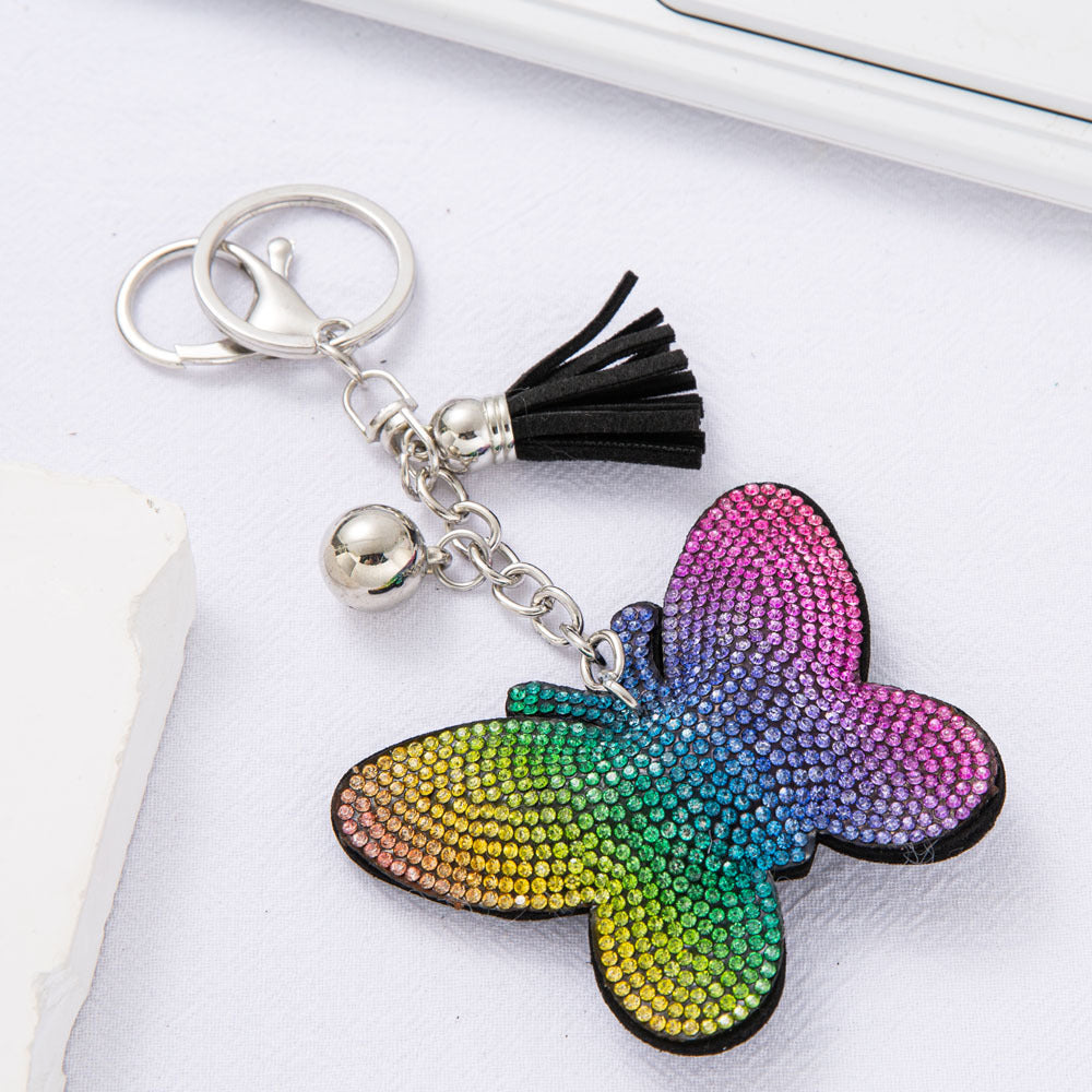 Wholesale  Diamond-embedded colorful butterfly keychain