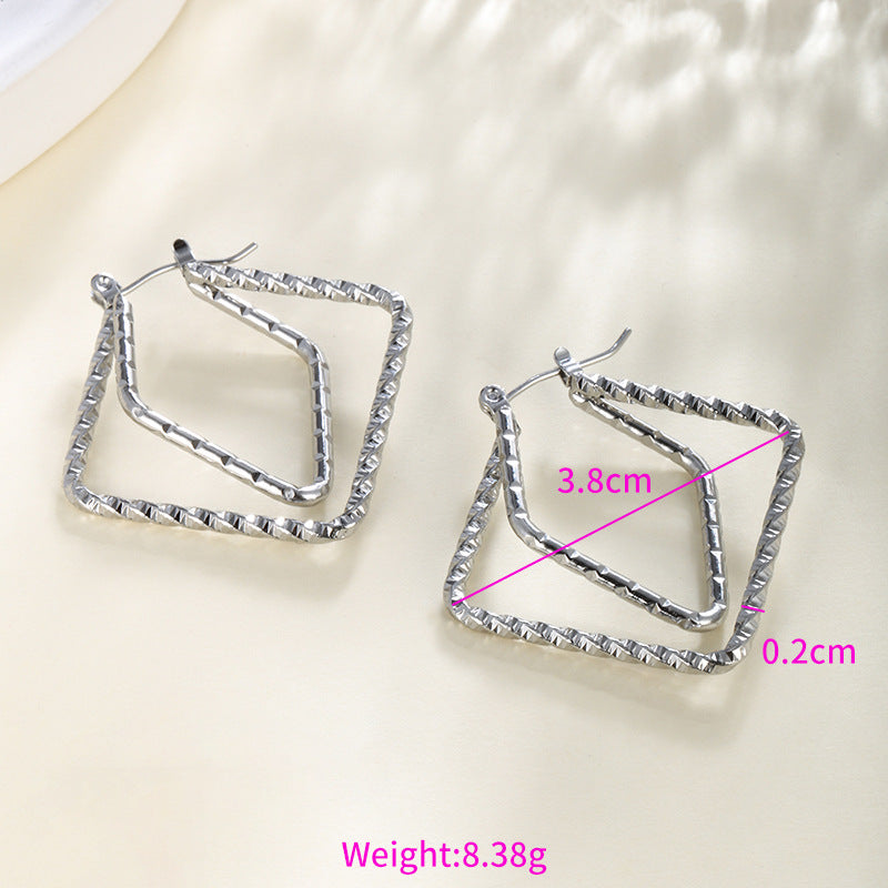 Wholesale Stainless steel heart-shaped large circle earrings